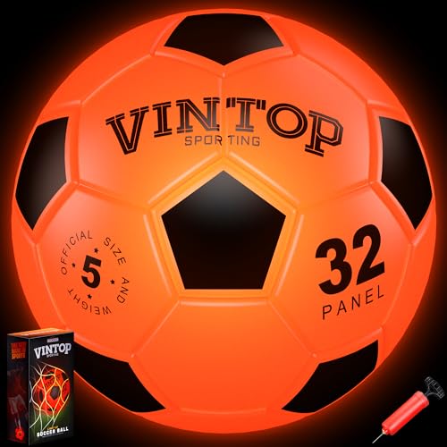 HIEMAO Glow in The Dark Soccer Ball for Kids Boys Ages 8-12 15, Light Up LED Soccer Ball Toys with Pump for Indoor-Outdoor, Fun Gift for Teens Christmas Birthday, Size 5 Night Sports Gear Games
