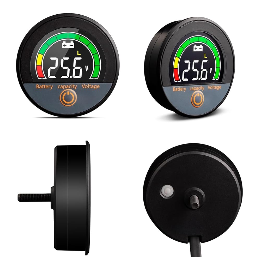 Compteur de Tension de Capacité de Batterie Étanche IP67 12 V 24 V 48 V 60 V 84 V avec Écran LCD Rétroéclairé et Alarme de Basse Tension pour Lithium