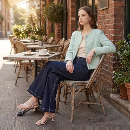 Image of GOELIA Women Wool Blend Lightweight Cardigan Sweaters 2026 Spring Business Casual Solid Long Sleeve Knitted Cardigan Top