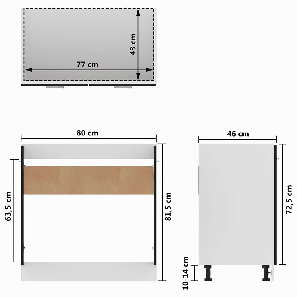 Wakects - Mueble de Cocina Bajo Fregadero con 2 Puertas, de Aglomerado, 80 x 46 x 81,5 cm, Color Negro