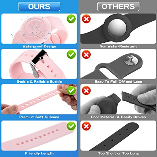 Waterproof Bracelet Compatible with Airtag (1st & 2nd Gen) for Kid, 2 Pack Soft Silicone Hidden Wristband, Lightweight Tracker Watch Band Compatible with Apple Air Tag for Child, Purple & Pink by AGMZ - Image 3
