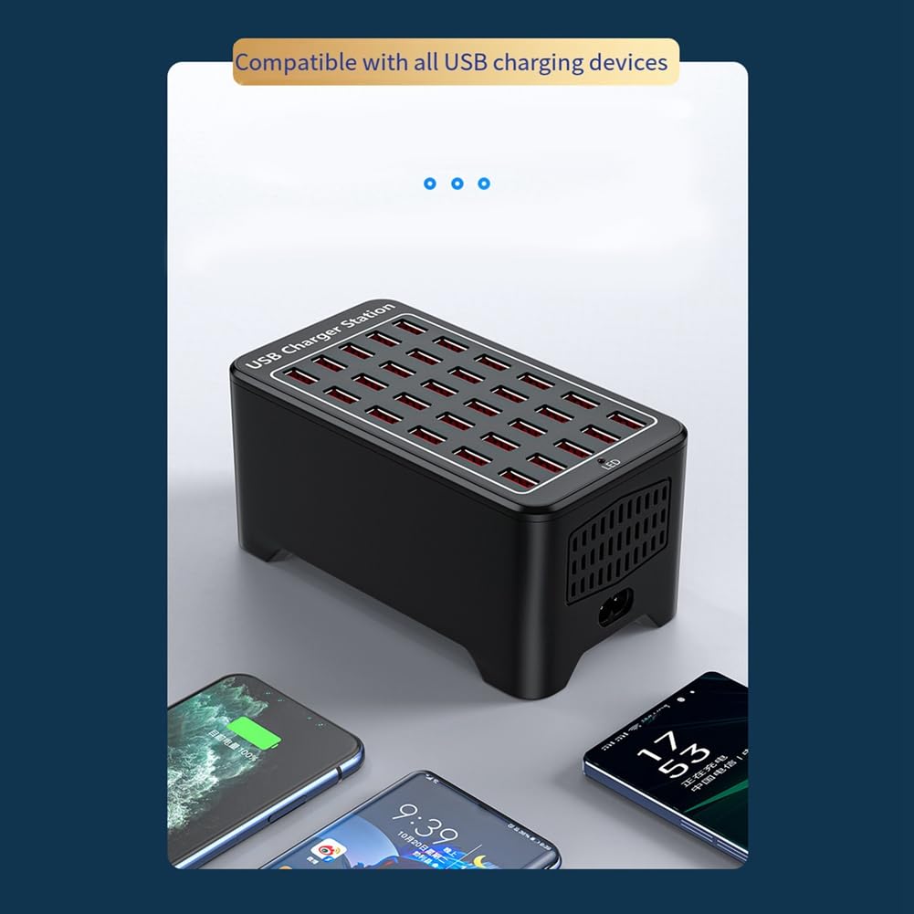 Caricatore USB 30 Porte HUB 150W Stazione di Ricarica Rapida da Tavolo Universale da Parete per Adattatore di Alimentazione per Telefono Cellulare Spina UE