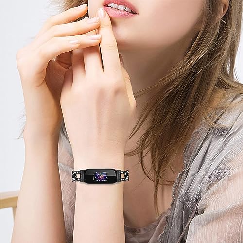 Gimuk Strap Compatible with Fitbit Inspire 3 Straps for Women Metal Bling Rhinestones Stainless Steel Wristband Replacement Strap Bracelet Armband for Fitbit Inspire 3 Fitness Tracker Small Large - Image 4