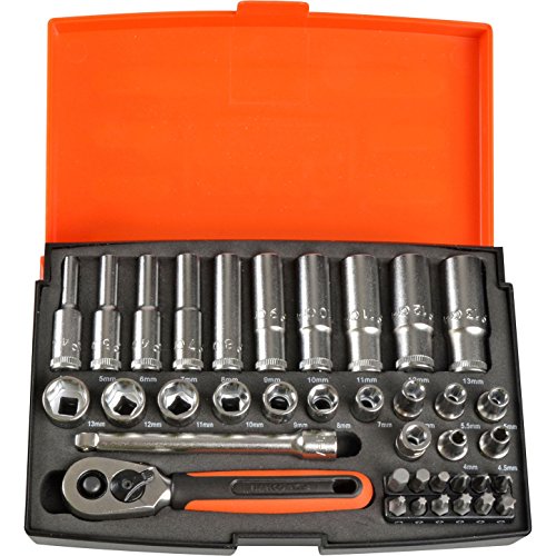 Bahco SL25L Socket & Mechanical Set, Metric 1/4 Dynamic Drive, 37 Pieces