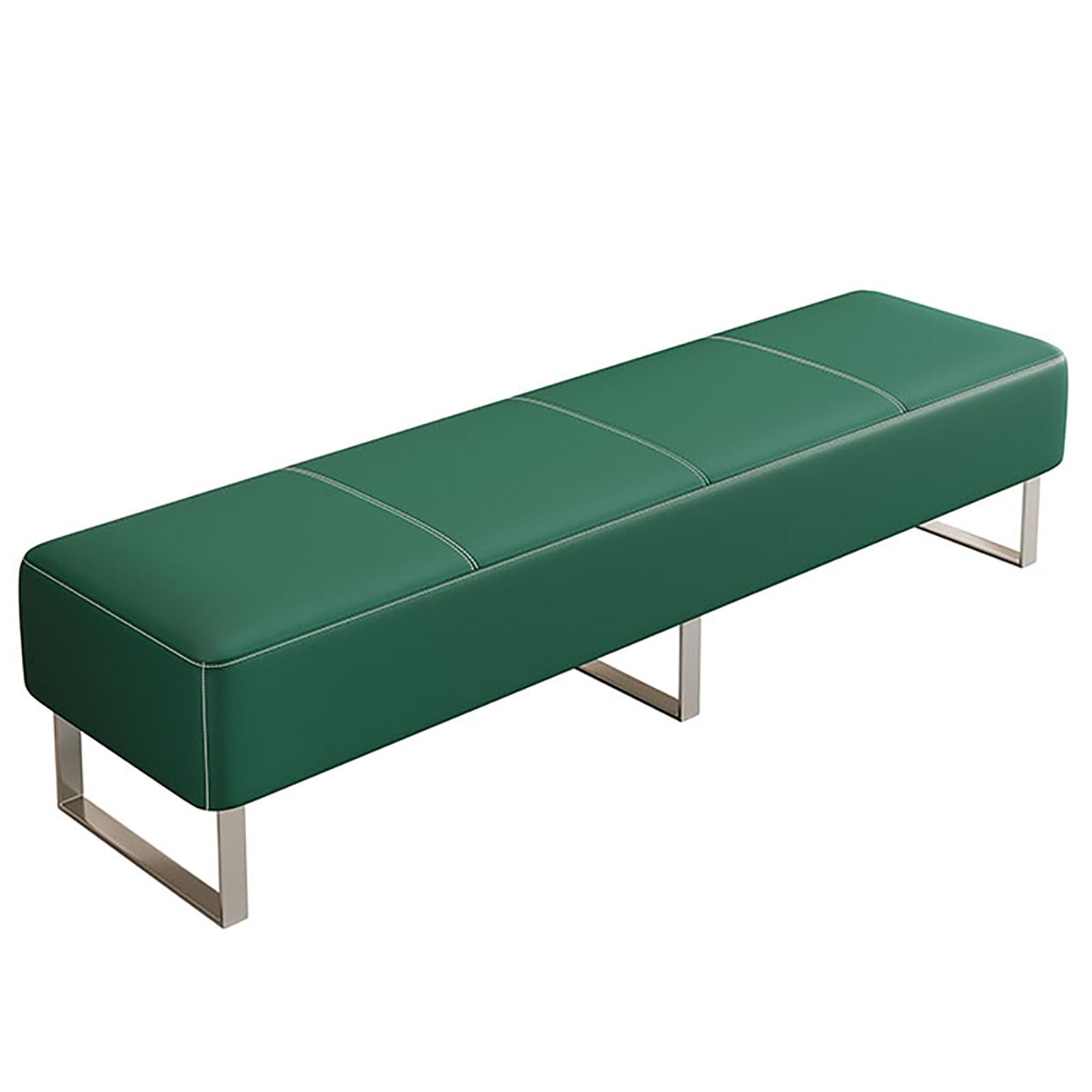 GTHTUHFD Green Pu Leather Waiting Room Bench Upholstered Office Guest Chair For Reception Lobby Conference & Beauty Salon - Stylish Seating For Barbershop & Airport 100X40X40Cm