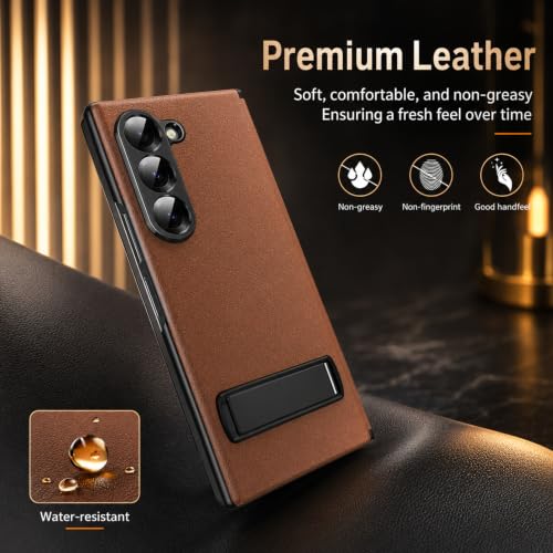 Image of TechTrendz for Samsung Galaxy Z Fold 8 Ultra Magnetic Flip Folding Case, Multi-Angle Bracket, Full Body Hinge Protective Slim Cover, Luxury Business Leather Cover for Fold 8 Ultra Back Cover (Brown)