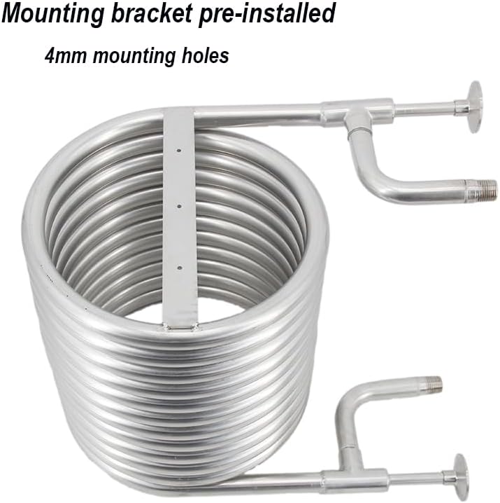 304 Stainless Steel Convoluted Counterflow Wort Chiller with Inline Thermometer & Male Quick Disconnects, Homebrew Beer Cooling System