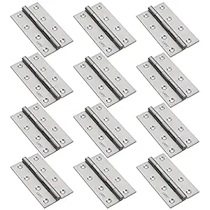 LAPO Premium Stainless Steel Door Butt Hinges, 4 inch x 14 Gauge, 2 mm Thickness, Kabja for Door Wardrobe Cabinets, Soft Movement Kabza (4x14, 12 Pcs, Matt Finish)