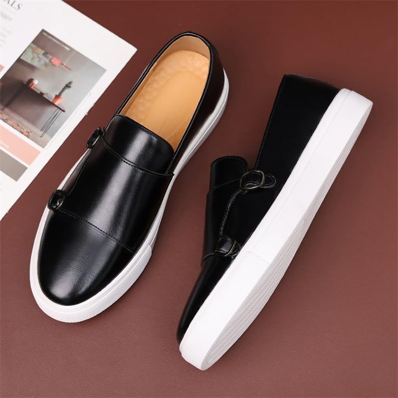 Men's Dress Loafers Leather Moc Toe Slip On Comfort Moccasin Shoes2