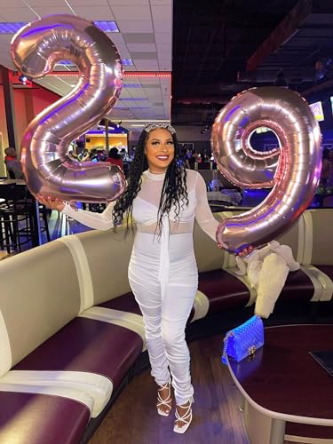 Image of 2 Balloon Numbers Birthday Decorations, 40In Rose Gold Balloons for Party | Eye-catching Appearance, Perfect Decorative Centerpieces, Convenient Self-sealing Structure, Widely for Various Occasions