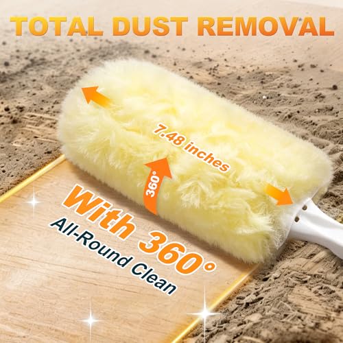 Image of JOYMOOP Scented Telescopic Duster kit, 3FT Extendable Handle (Yellow) + 24 Yellow Refills for Swiffer Feather Duster,Easy Cleaning for Ceilings, Ceiling Fans, Blinds, Vents & Shelves