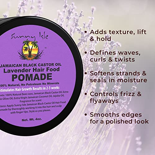 Sunny Isle Jamaican Black Castor Oil Lavender Hair Food Pomade, 4 Oz | For Dry Scalp, Hair Breakage, Split Ends, Frizz Control & Dandruff #TOP6