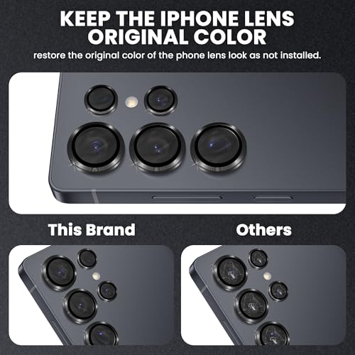 Image of FIRST MART Black Camera Ring Guard Protector for Samsung Galaxy S25 Ultra | Tempered Glass with Metal Alloy Rings, HD Clear, Scratch Resistant, Case-Friendly | Pack of 1