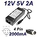 Produktbild TOP CHARGEUR * Netzteil Netzadapter Ladekabel Ladegerät 12V 5V 2A 4 Pin für Festplatte TREKSTOR DSMTU.CY-a