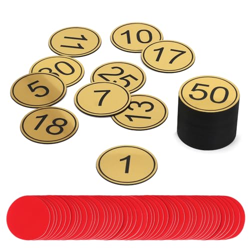 Numéros de table circulaires gravés ABS 5 cm dorés 1 à 100 - 3