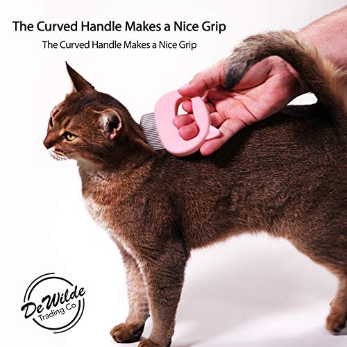 Image of Cat Grooming Comb - Pink Massage Comb - Light Hair or Fur Removal Soft Dematting Detangling and Deshedding - Pet Shedding Remover Tool for Cats Dog Rabbit