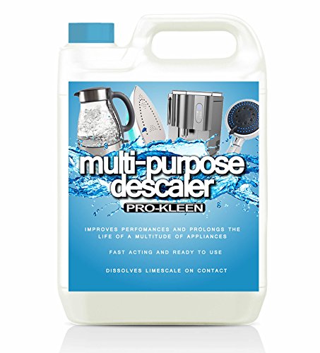 Pro-Kleen Descaler Liquid Multi-Purpose Descale - Fast-Acting Concentrate & Dissolves Limescale on Contact! - Provides 62 Kettle Treatments - Optimises Performance & Prolongs Life of Coffee Machine, Kettle, Iron, Shower heads, Taps and More 5L