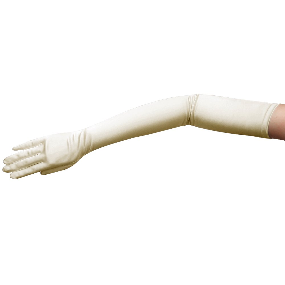 ZaZa Bridal 23.5" Long Shiny Stretch Satin Dress Gloves Opera Length 16BL