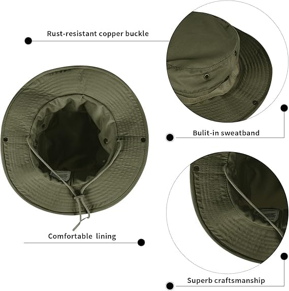Image of Sun Hats for Men Women Bucket Hat UPF 50+ Boonie Hat Foldable UV Protection Hiking Beach Fishing Summer Safari