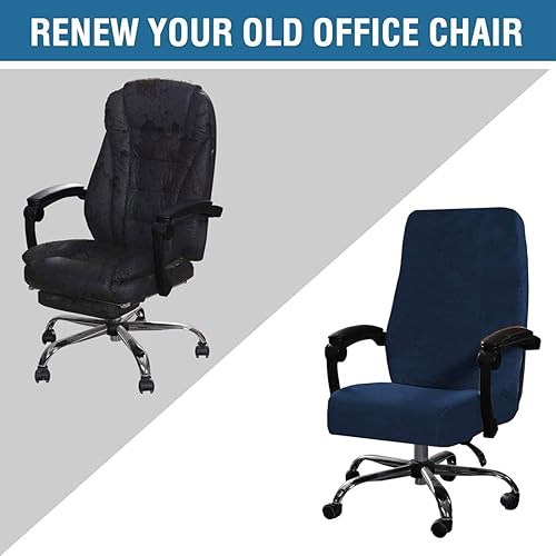 Miniatura 6 de Funda para silla de oficina con fundas para reposabrazos, funda elástica de terciopelo suave para silla de escritorio, fundas protectoras para silla