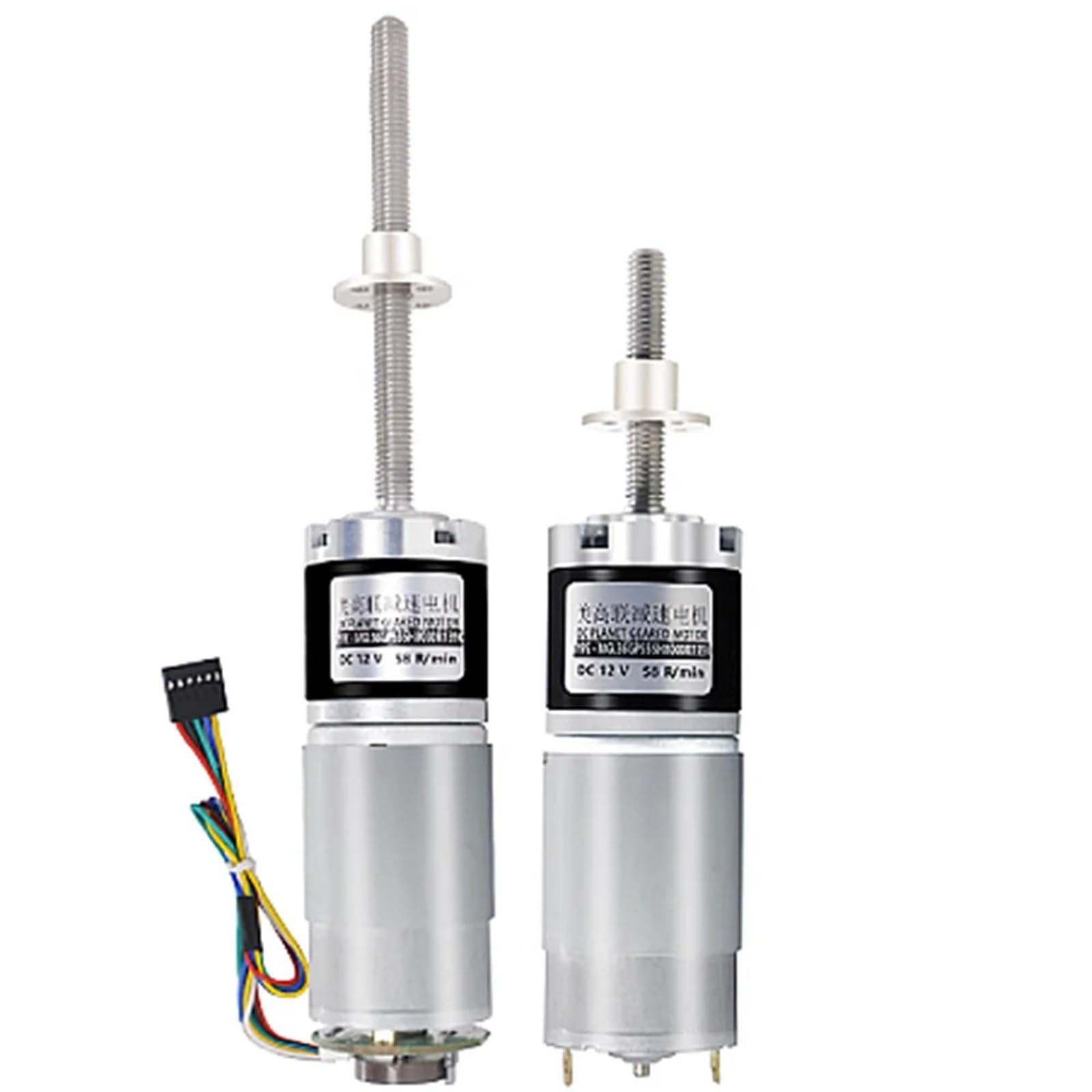 YPEZASDLW 36MM 36GP-555 DC Planetary Reducer Motor M8 Screw Threaded 50MM/100MM Long Shaft Low Speed 12V 24V 16PPR(24V NO-Encoder,58rpm-50MM Shaft)