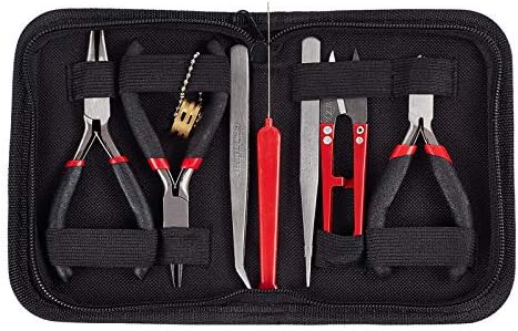 PandaHall 8pcs/Set Beading Tool Kit, Jewellery Making Tool Kit Jewellery Beading Repair and Making Tools Kit with Storage Case for Jewellery Making and Repairing Jewellery