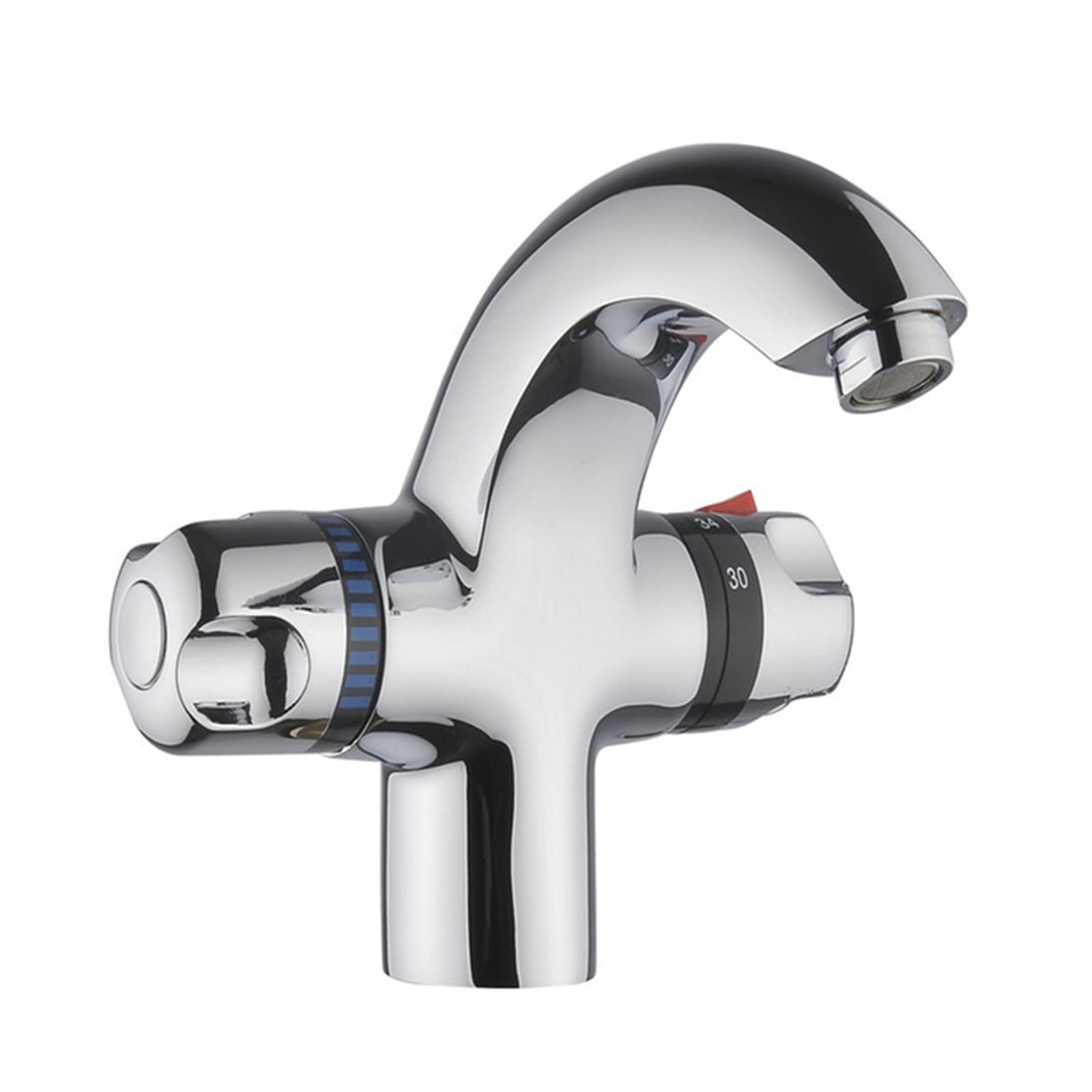 Robinet de lavabo thermostatique haut de gamme en laiton chromé chic