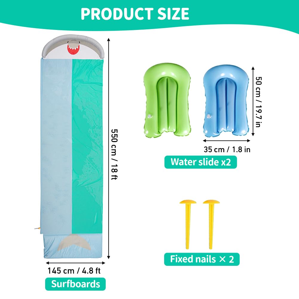 Wasserrutsche Garten 550x145cm Doppel Wasserrutschmatte mit Eingebautem Sprinkler Rutschbahn Outdoor