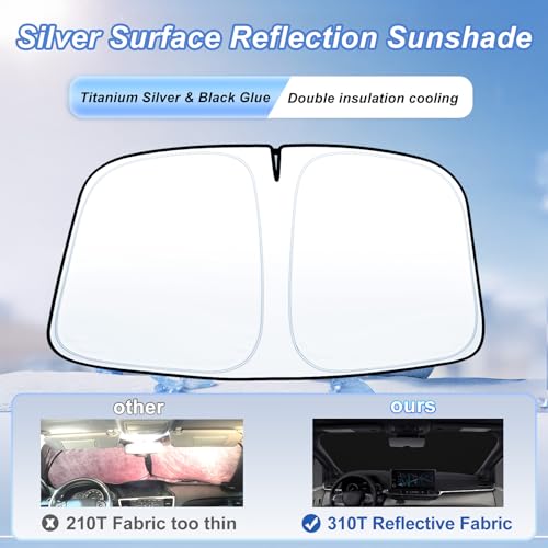 Image of Windshield Sun Shade for 2021-2026 Toyota Sienna Foldable Front Window Sunshade Premium 310T Polyester Block UV Rays and Heat Insulation Protection Keep Vehicle Cool