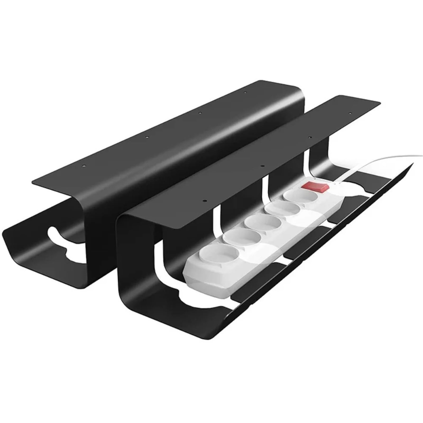 Korytko kablowe pod biurkiem Uchwyt na listwę gniazdową pod biurkiem, czarny, biały(Black)