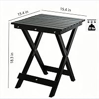 Vista 3 de Pequeña mesa auxiliar cuadrada plegable, mesas auxiliares de madera plegables para patio, exteriores, interiores, porche, camping, sala de estar