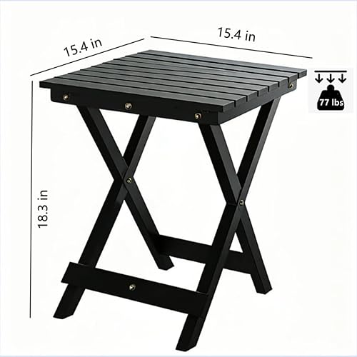 Miniatura 3 de Pequeña mesa auxiliar cuadrada plegable, mesas auxiliares de madera plegables para exteriores, interiores, porche, camping, sala de estar,