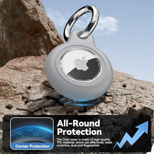 Inesore IPX8 Waterproof for Airtag Holder, Compatible with Apple Air Tags Keychain (with Lock),Anti-Scratch and Shock Case for Dog,Car Key,Luggage (Navy Blue-Grey-SZi-Blackish Green) — view 2