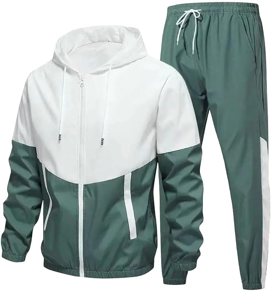 Men's Autumn 2 Piece Tracksuit Set Long Sleeve Hooded Jacket Tapered Pants Casual Sportswear for Jogging Running
