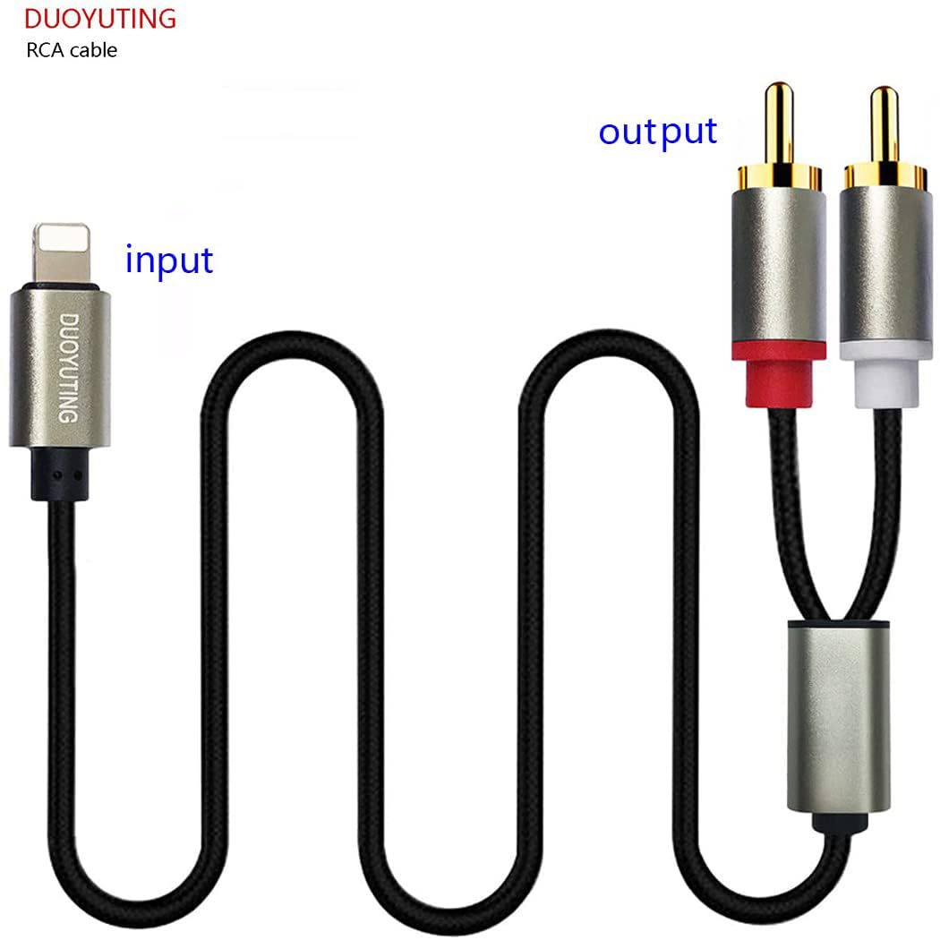 Câble audio RCA vers 2 mâles, adaptateur RCA vers iOS audio stéréo en Y, compatible avec iPhone, haut-parleur, amplificateur, voiture, etc. (1 m