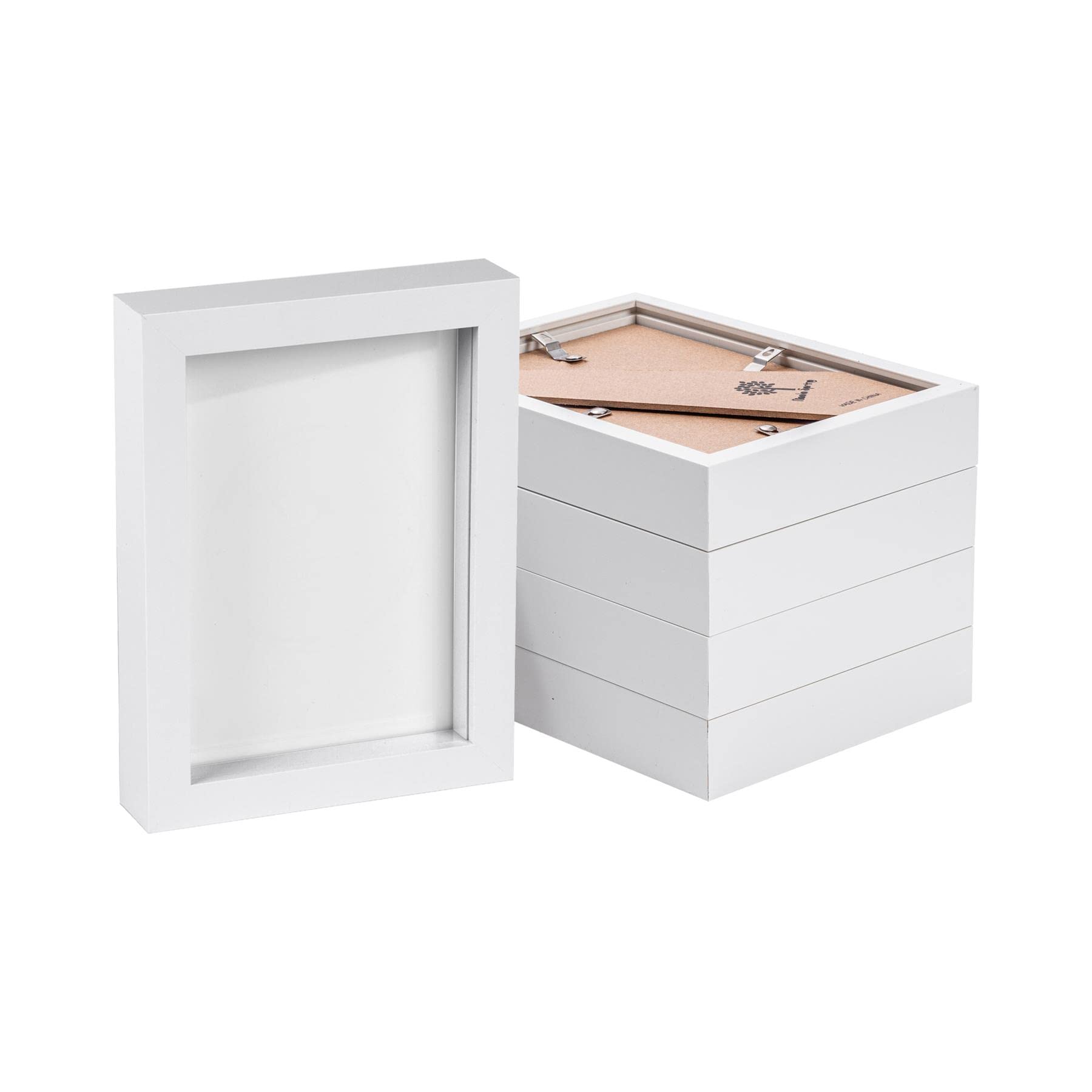 Nicola Spring 5x White 5" x 7" 3D Box Photo Frames - Standing Hanging Craft Shadow Picture Display