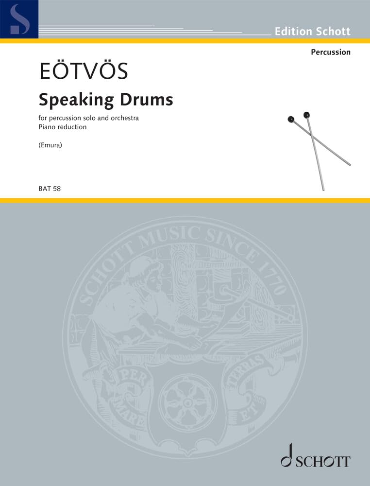 Speaking Drums: Four poems for percussion solo and orchestra. Schlagzeug solo und Klavier. Klavierauszug. (a battere)