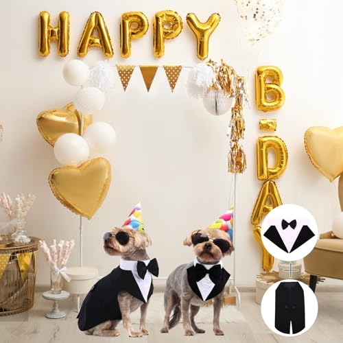 QBLEEV Dog Tuxedo for Medium Dogs, Dog Suit and Bandana Set, Dog Christmas Tuxedos, Formal Wedding Attire Shirt with Detachable Bow Ties Collar, Dog Outfit Pet Costumes for Birthday Party Cosplay M QBLEEV Dog Tuxedo for Medium Dogs, Dog Suit and Bandana Set, Dog Christmas Tuxedos, Formal Wedding Attire Shirt with Detachable Bow Ties Collar, Dog Outfit Pet Costumes for Birthday Party Cosplay M