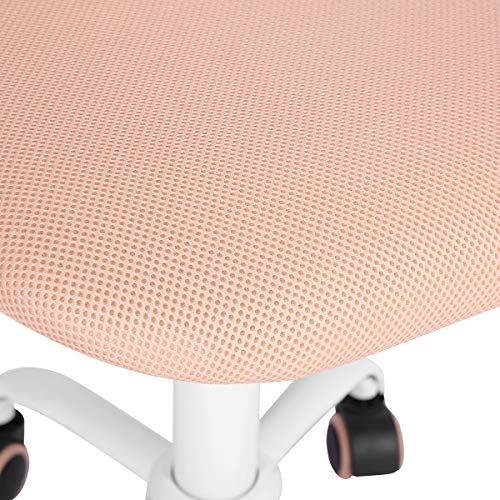 Furniturer Teens Girlstask Chair 360 Swivel,Low Mid Pp Mesh Back Fabric Seat, Height Adjustable, Rolling Castor,W15.7”Xd15.2”X H29.5-34.2” #TOP7
