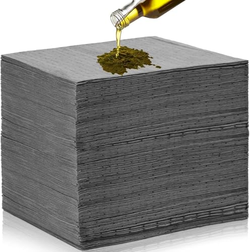 Universal Oil Absorbent Pads,Disposable Water Absorbent Mat,Liquid Spill Pack,General Purpose Sheets Oil Spill Pads for Industrial or Home Use (100)