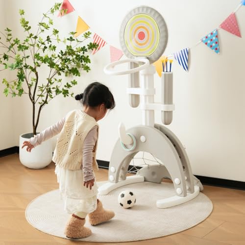 SOFTSEA 子供 遊具 6in1多機能遊具 アーチェリーターゲット おもちゃ 弓矢 サッカー ゴルフ 輪投げ バスケットボールゴール 室内遊具 自宅 子ども用スポーツおもちゃ 多機能スポーツ玩具 家庭用スポーツ ミニサッカー 高さ調節可能