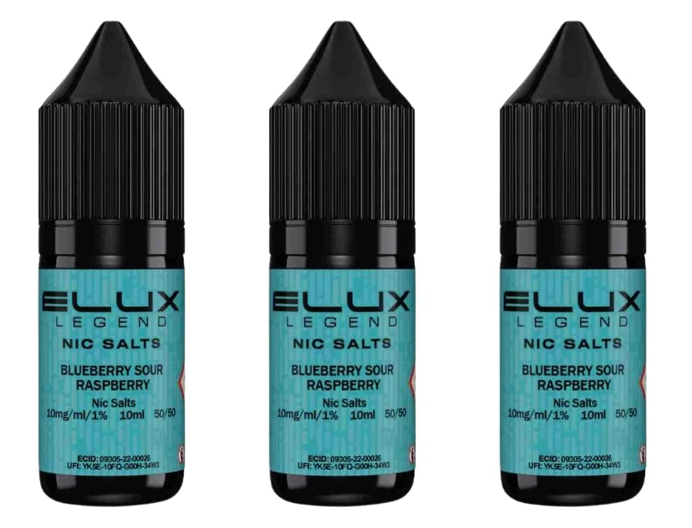ELUX Legend Blueberry Sour Raspberry No Nicotine Nic Salt Vape E-liquid   10ml - Pack of 3: Amazon.co.uk: Electronics & Photo