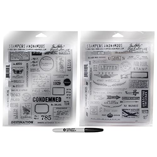 Decorative Cling Mount Stamp - Stampers Anonymous Field Notes And Correspondence Cling Stamps Set 7X8.5 Inches With Black Permanent Marker #TOP5