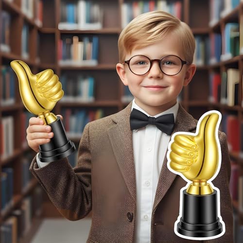 HekouJiub Daumen Hoch Trophäe Golden Finger Pokal Hand Trophäe Pokal Auszeichnung Finger Geste Schreibtisch Statuen Skulptur Für Preisverleihung Party Sport Gewinner