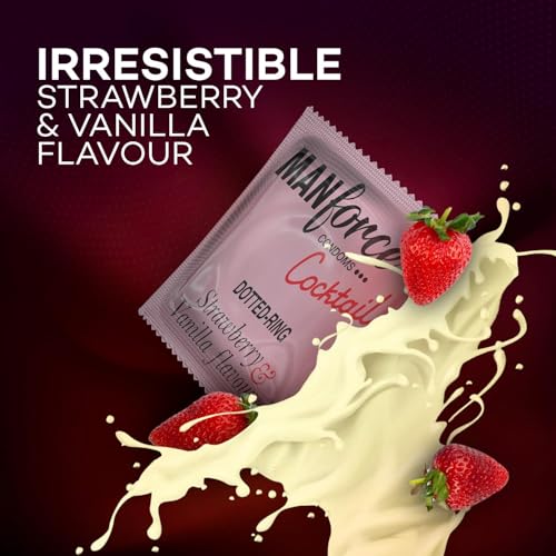 Manforce Cocktail Strawberry & Vanilla Extra Dotted & Flavoured Condoms | 10 pcs | Lubricated Latex Condoms | For Her Enhanced Pleasure | India’s No. 1* Condom Brand for Safe Sex - Image 3