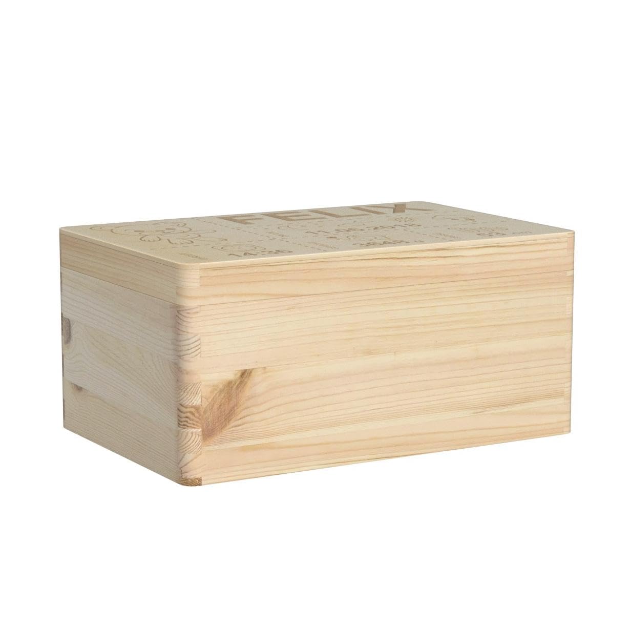 LAUBLUST Erinnerungsbox Baby Personalisiert - Geschenk zur Geburt mit Name | Teddybär, Größen S, M, L, XL - Kinder Erinnerungskiste aus Holz für Mädchen & Jungen | Holzkiste Natur oder Weiß - FSC®