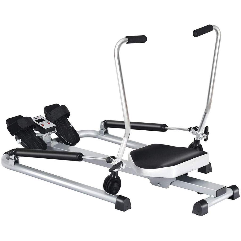 Sprzęt fitness składane maszyny do wiosłowania fitness domowa siłownia wioślarz rower W/regulowany podwójny opór hydrauliczny, monitor fitness LCD, wewnętrzny wielofunkcyjny rząd