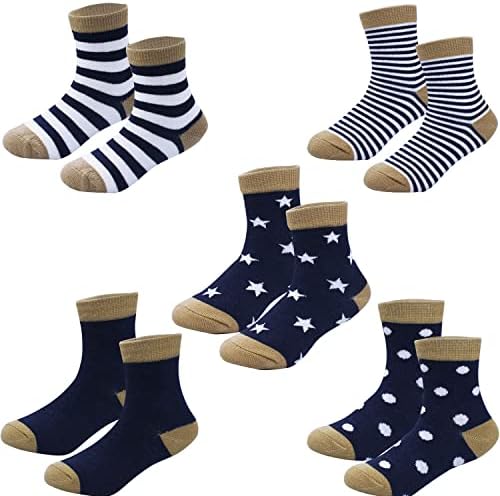 MSHEN 5 Pairs Children's Cute Cotton Crew Socks Kids Boys Socks,0-8 Years Old,BKS002-M