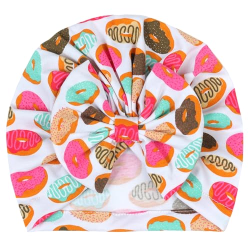 Image of BabyMoon Beanie Floral Bow Baby Boy's & Girl's Cap Kids | Toddler Infant Hat | White | 6-48 Months