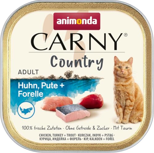 animonda Carny Country Katzenfutter nass Home Mix (6 x 100g), getreidefreies Katzen Nassfutter ohne Zucker, mit frischen fleischigen Zutaten